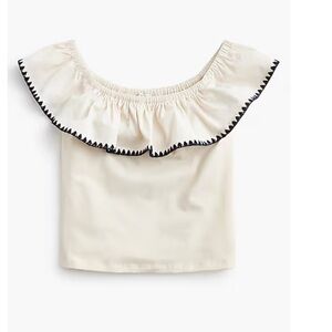 J. Crew Ivory Blouse with Navy Accents